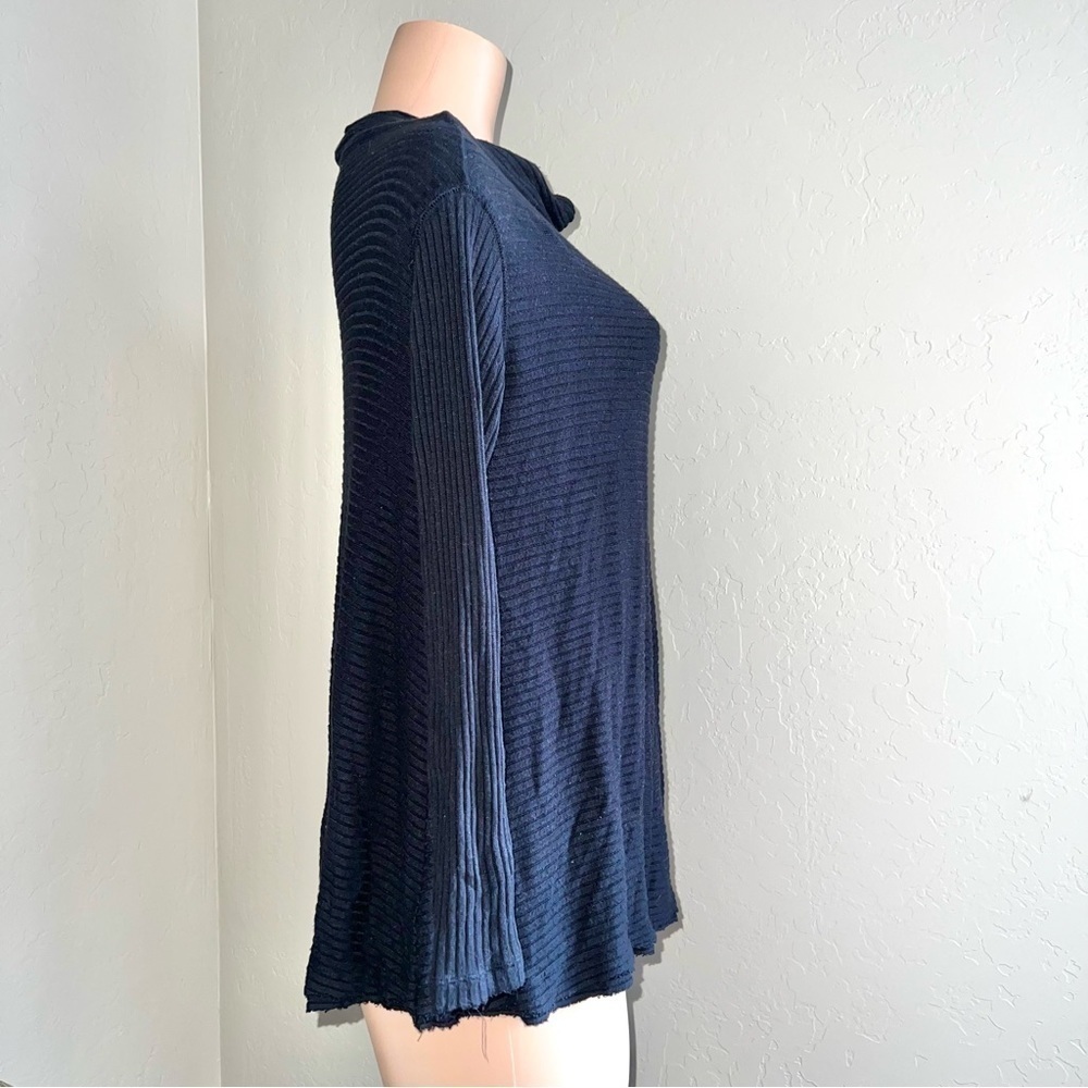 We The Free People Women’s XS Black Robbed Soft Rayon Long Sleeve Knit Top Mock - Picture 2 of 7